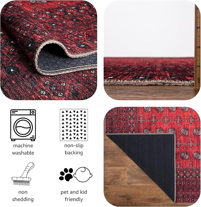 Keen Home Design 48"x72" Rug - Machine Washable Area Rug with Non-Slip Backing, Ideal for Living Room, Dining Room, Bedroom - Vintage, Easy Clean, Durable, Low Pile Rug - (4' x 6')