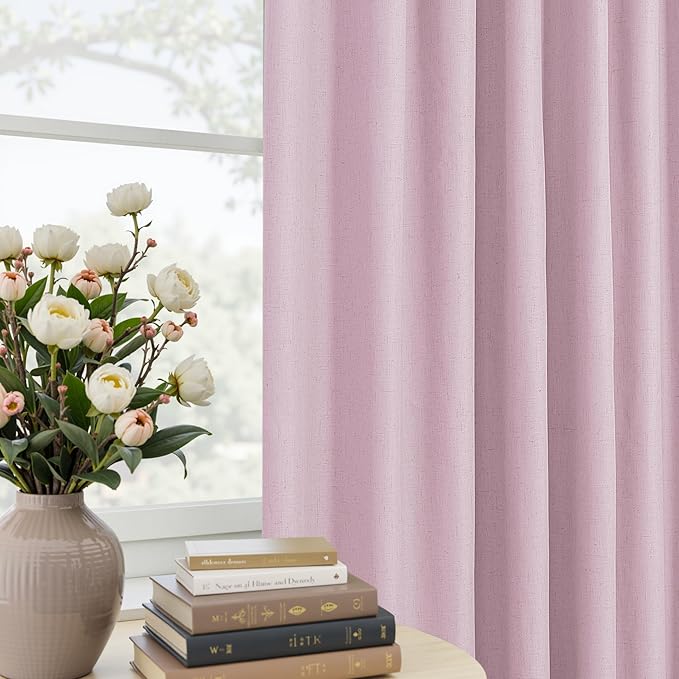 Mrs.Naturall Pink Blackout Curtains for Bedroom Girls,100% Black Out Pinch Pleated Curtains for Nursery Kids Room,Pastel Light Baby Pink,84 Inch Length Long 2 Panels Set