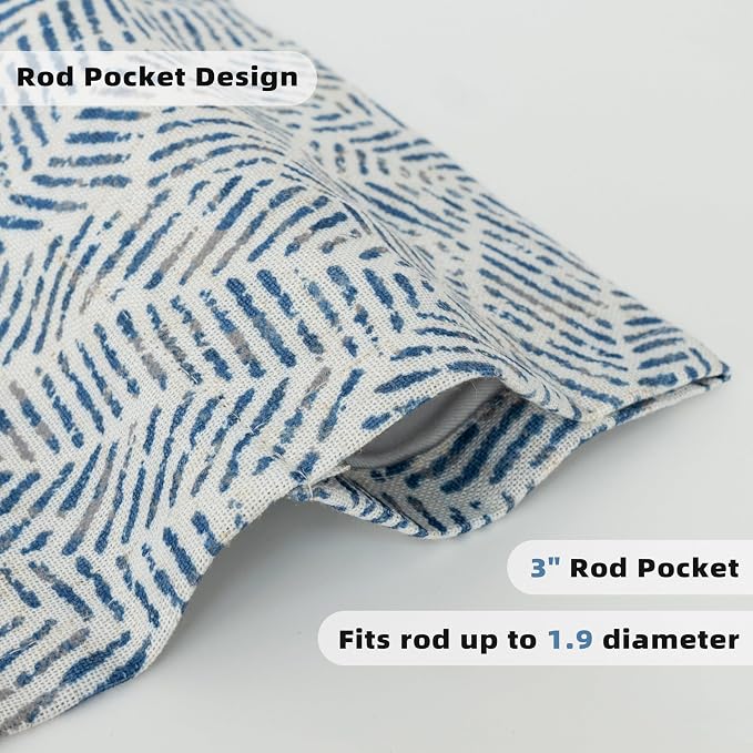 DriftAway Farmhouse Linen Lined Valance Double Layer Thermal Insulated Room Darkening Blackout Window Valances 3 Inch Rod Pocket Striped Kitchen Valance for Bathroom Single 52 x 18 Inch Roman Navy
