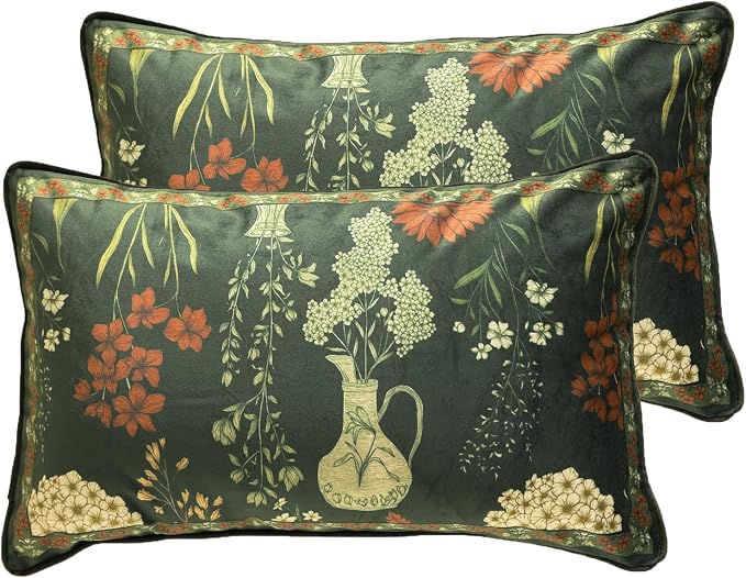 ISAENNE Designer Velvet Throw Pillow Cover,Set of 2,20"x12"-Nocturne | Pillow Cover,Concealed Zipper Design,Dragonfly Pattern,Sofas,Bedroom,Living Room,Lounge Chairs,All Season Home Decor