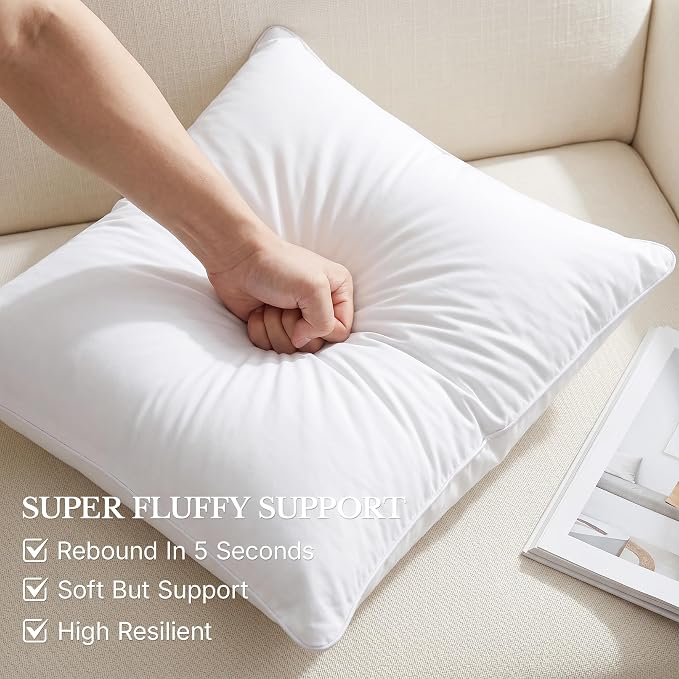 Leeden 30 x 30 Pillow Inserts (Set of 2) - Throw Pillow Inserts with 100% Cotton Cover - 30 Inch Square Interior Sofa Pillow Inserts - Decorative Pillow Insert Pair - White Couch Pillow