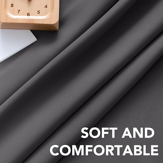 H.VERSAILTEX Blackout Curtains Thermal Insulated Window Treatment Panels Room Darkening Blackout Drapes for Living Room Back Tab/Rod Pocket Bedroom Draperies, 52 x 63 Inch, Charcoal Gray, 2 Panels