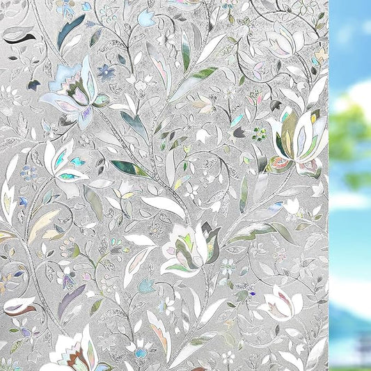 Kromapolis Window Film, Window Privacy Film, Window Vinyl Glass Covering, Stained Glass Decorative Film, Window Film Privacy Frosted Static Clings, Non-Adhesive, No-Glue (17.5X 118.1inch)
