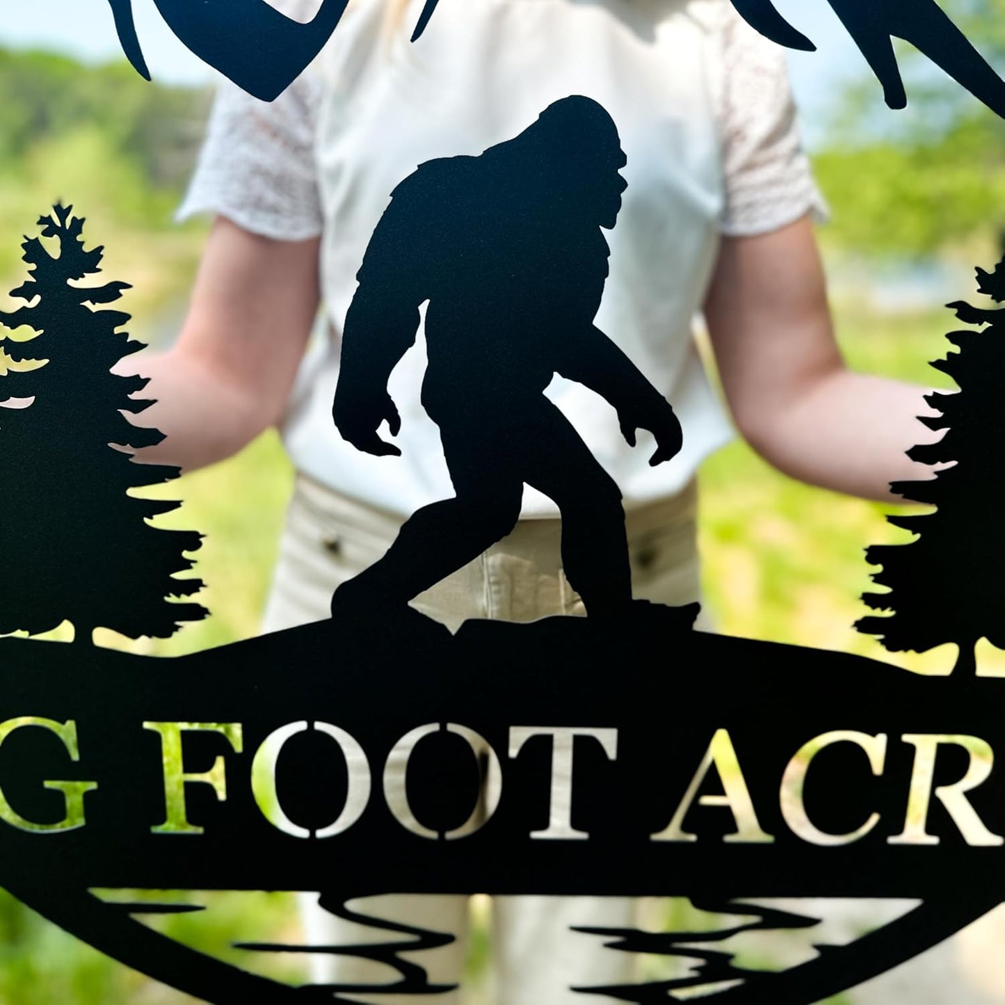 Outdoor Sasquatch Custom Name Metal Sign | Bigfoot Mountain Yard Art Decor | Metal Sasquatch Yeti Sign