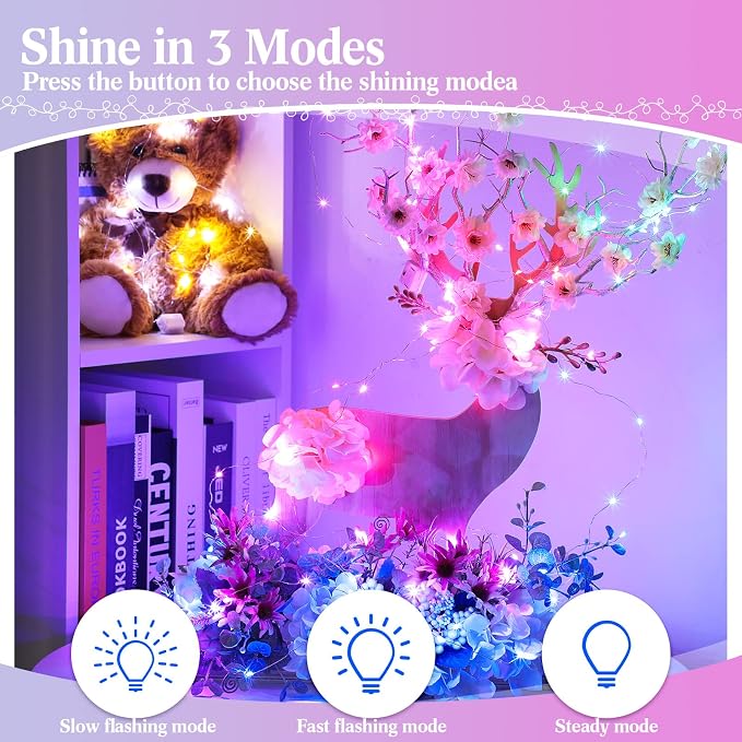 Tuanse 50 Pack LED Fairy Lights Colored Battery Operated String 3 Speed Modes 7 ft 20 LED Starry Wedding Decoration Waterproof Wire Twinkle Light for DIY Jar Bedroom Party Supplies (Colorful Color)