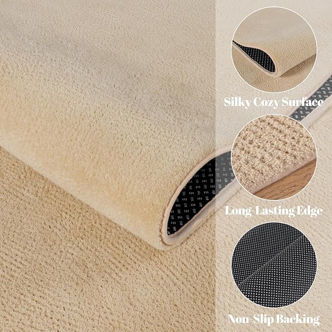 qulint Tan Carpet Runners for Hallway 6ft, Modern Soft Bedroom Runner Rug 2x6 Non Slip Washable Thickened Memory-Foam Indoor Rug, Minimalist Solid Carpet for Living Room Laundry Home Decor