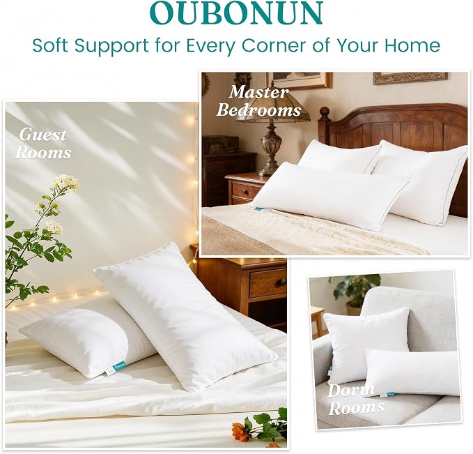 Oubonun 16"x20" Throw Pillow Insert – Plush and Supportive Decorative Cushion with 100% Cotton Cover, for Couch, Sofa, Bed, Chair – Pack of 1