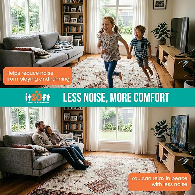 Premium Non Slip Rug Pad 5x8 Feet, 1/4" Thick Cushioned Rug Gripper for Hardwood Floors, Vinyl, Laminate, Stone, Carpet & Tile, Under Rug Padding Protects Floors