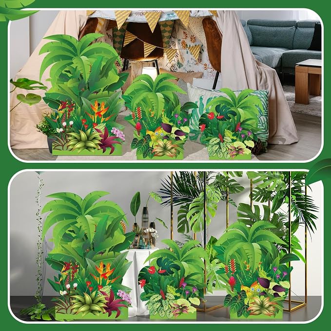 Geelin 3 Sets 47" H Rainforest Falls Plants Cardboard Cutout Stand up VBS 2026 Rainforest Party Decoration Life Size Photo Props for VBS Sunday School Backdrop Background Religious Party Supplies