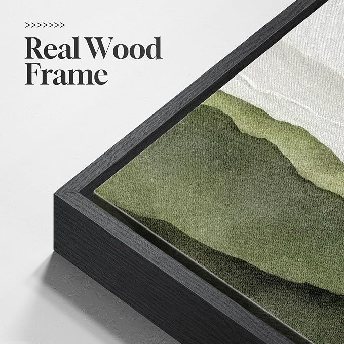Large Framed Green Abstract Mountain Wall Art for Living Room, Long Narrow Modern Landscape Canvas Prints Paintings for Walls, Horizontal Nature Pictures Wall Decor for Bedroom Dinning Room, 20x60 In