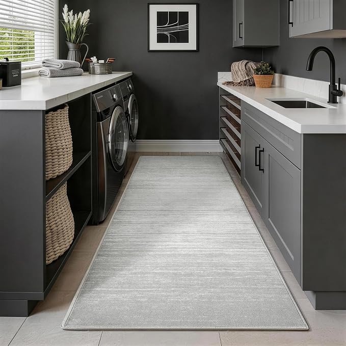 LIANLAM 2x6 Silver Infused Self-Cleaning Runner Rug for Hallway(2x6,Silver) | NASA-inspired silver infused fabric washable rug,long-lasting surface freshness, low-pile minimalist versatile home decor