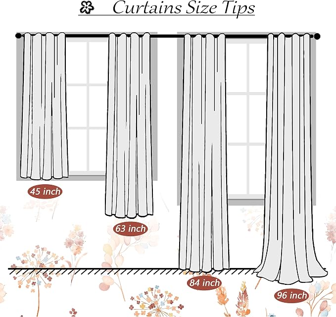 XTMYI Orange Curtains for Kitchen,Boho Colorful Floral Short Curtains for Window Bedroom,45 Inch Length Terracotta and Dark Blue