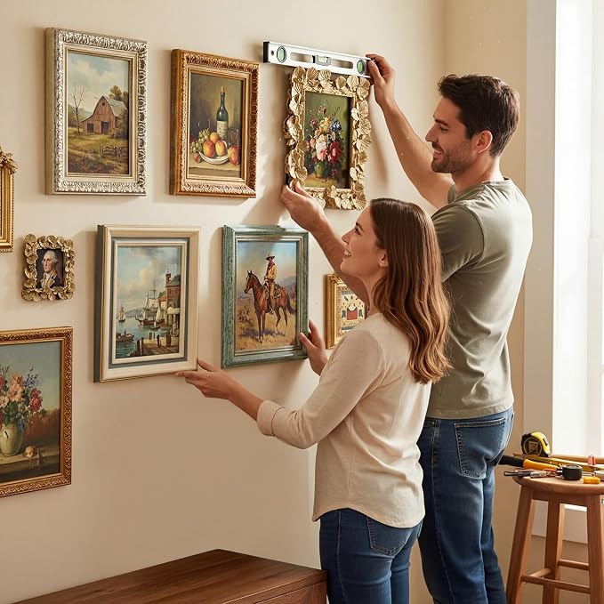 Kathfly 30 Pack Vintage Picture Frames for Wall, Tabletop Display Ornate French Country Frames Vintage Farmhouse Decor Antique Wall Frame Set for Gallery Bedroom Living Room Decor (Classic Style)