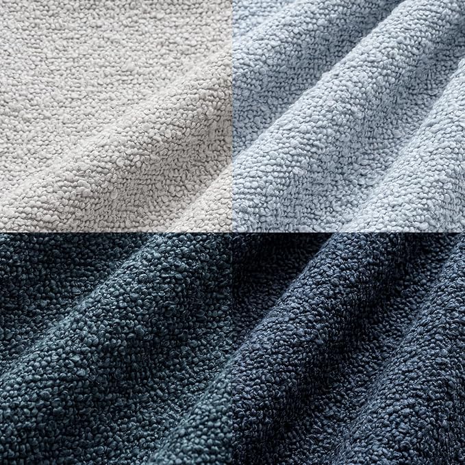 MIULEE Pack of 4 Decorative Textured Boucle Throw Pillow Covers | 24x24 Inch Neutral Blue Accent Euro Sham Pillow Cases Couch Cushion Covers Modern Farmhouse Sofa Bed Livingroom Home Decor