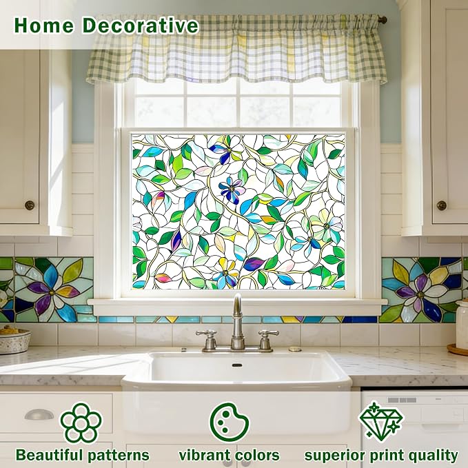 Window Film, Frosted Privacy, One Way Tint, UV Block, Heat Insulation, Anti-Glare, Static Cling, Renter Friendly for Home Bathroom Door