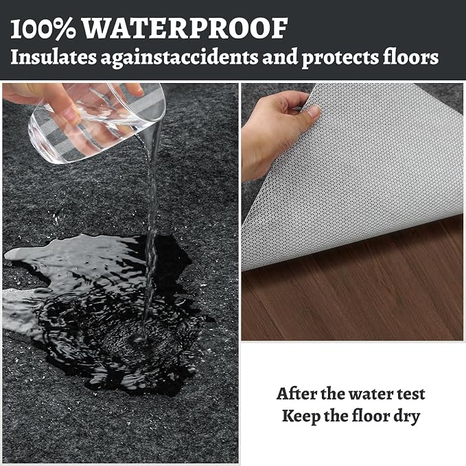 100% Waterproof Rug pad, 5x7 ft Area Rug Non-Slip Rug Pads, 1/4" Thick Carpet Pads for All Floors and finishes, Felt pad for Hardwood Floors, Keep Carpets in Place Soft and Secure