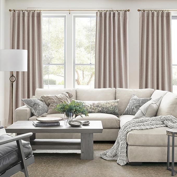 Linen 80 Inch Closet Curtains for Open Closet Doors Sliding Panels, Blackout Curtain for 80 Inches Window Heat Blocking Insulated Drapes Summer Heat Neutral Burg for Living Room(50"W x 80"L 2Panels)