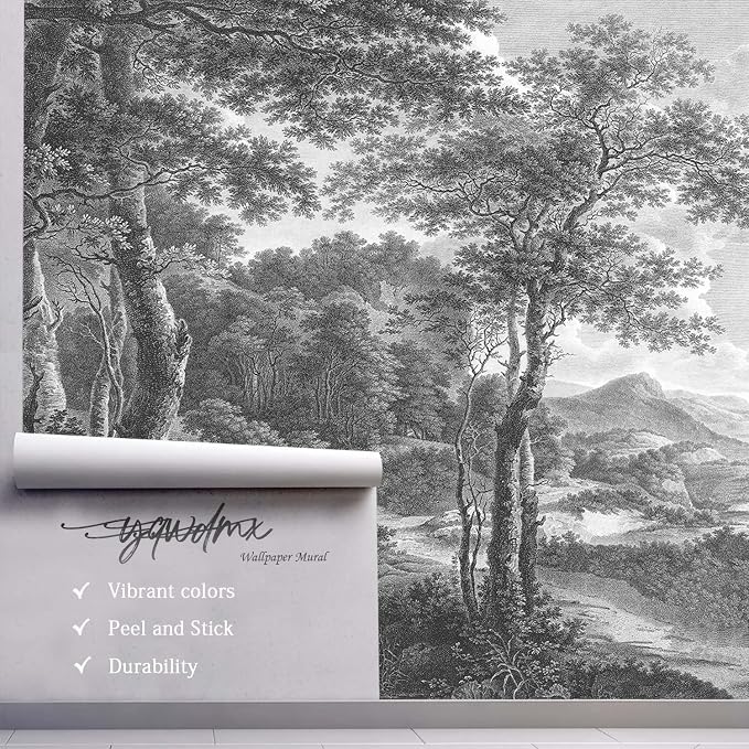 YQWDMX - Vintage Forest Peel and Stick Wallpaper Grey Jungle Mural for Bedroom ZY01 S