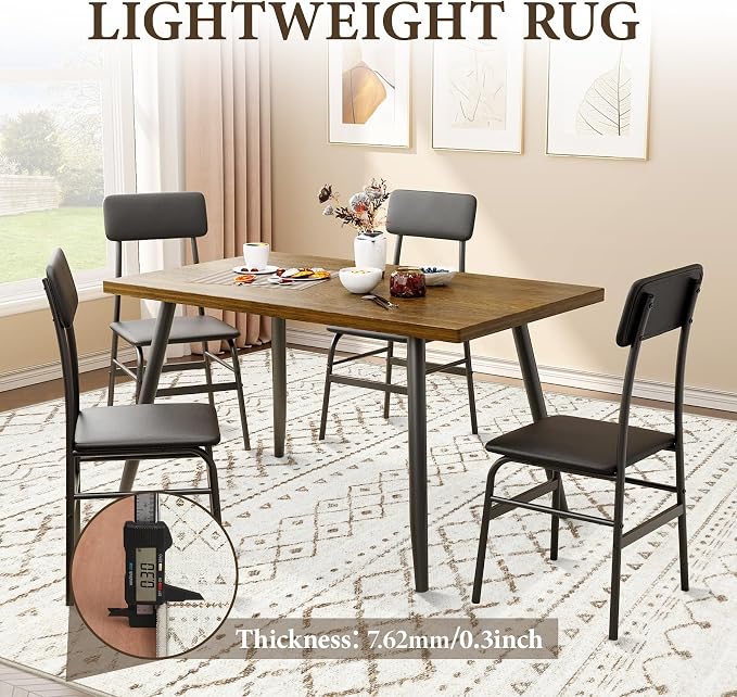 Area Rug for Living Room 9x12: Large Washable Boho Moroccan Rugs Geometric Neutral Rug, Non-Slip Foldable Morden Farmhouse Indoor Floor Carpet for Bedroom Dining Table Home（Brown,9X12）