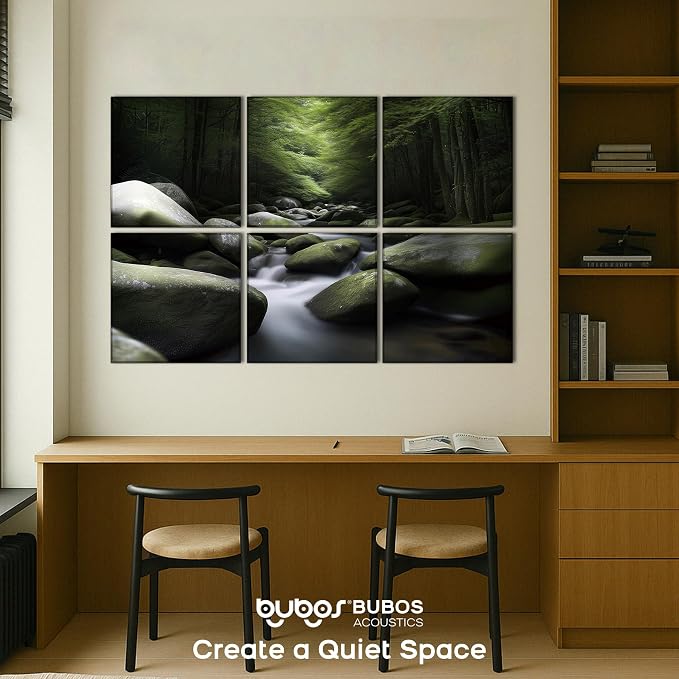 BUBOS 6 Pack Acoustic Wall Panels - High-Density Polyester Sound Absorbing Panels, Decorative Print Treatment for Recording Studio & Home Office, Peel and Stick, 23.6" x 23.6"