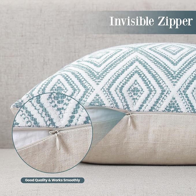 HPUK Throw Pillow Covers 20x20 Inch Set of 4, Blue Linen Decorative Pillow Covers, Accent Cushion Covers for Couch Sofa Bed Bedroom Living Room Décor