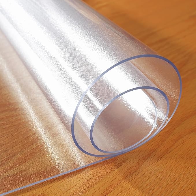 Frosted Clear Table Protector 28 x 48 Inch, 1.5mm Thick Plastic Table Cover, Waterproof PVC Clear Table Cover Protector, Desk Protector Mat, Writing Desk Pad for Desktop, Coffee & Dining Room Table