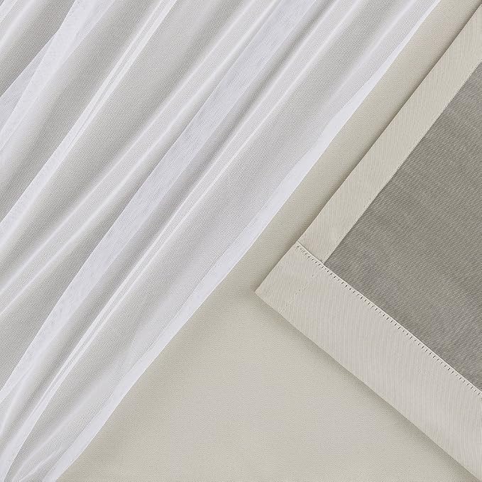 TOWN & COUNTRY LUXE Talia Double Layer Indoor Curtains, Sheer and Room Darkening Blackout, Grommet Top, Energy Efficient, 2-Pack Set, 52"x96", Sand