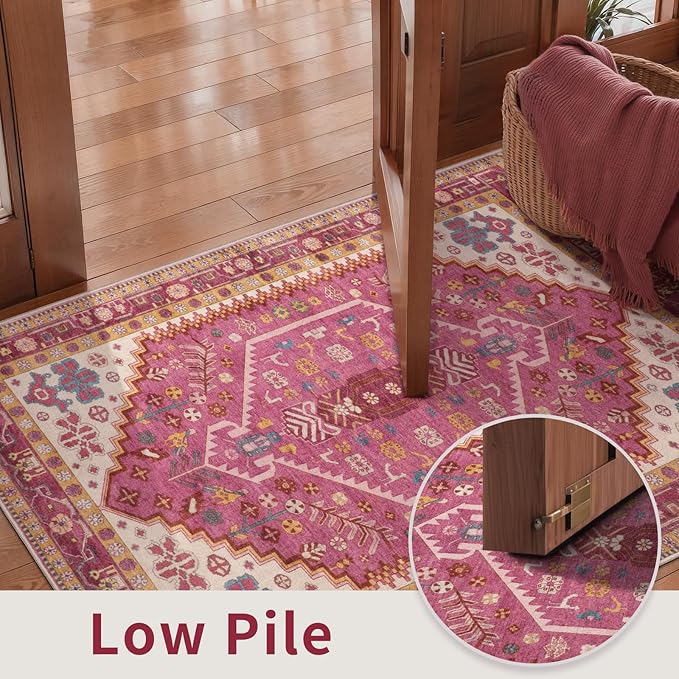 Ciicool Small Area Rug, 2x3ft Boho Rug, Ultra Soft Entry Rugs for Entryway, Non-Slip Washable Rugs Oriental Low-Pile Indoor Mat Floor Carpet for Entrance Bedroom Kitchen Bathroom Foyer Decor
