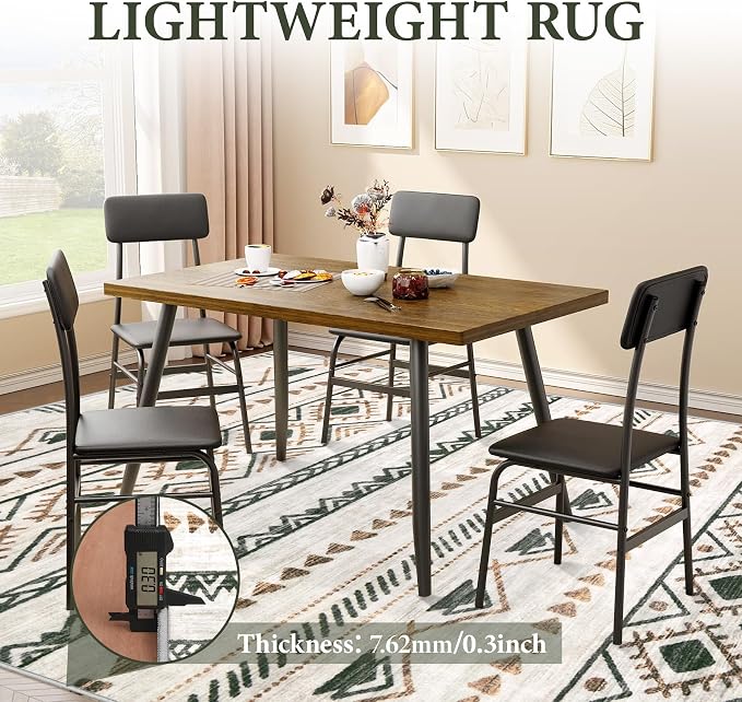 Area Rug for Living Room 10x14: Large Washable Boho Moroccan Rugs Geometric Neutral Rug, Non-Slip Foldable Morden Farmhouse Indoor Floor Carpet for Bedroom Dining Room Home Office（Brown Green,10'x14'）