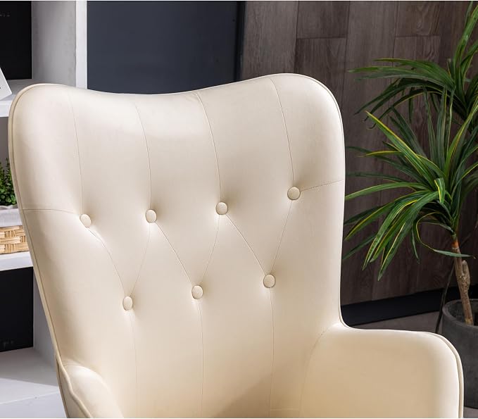 Roundhill Furniture Doarnin Silky Velvet Tufted Button Accent Chair, White