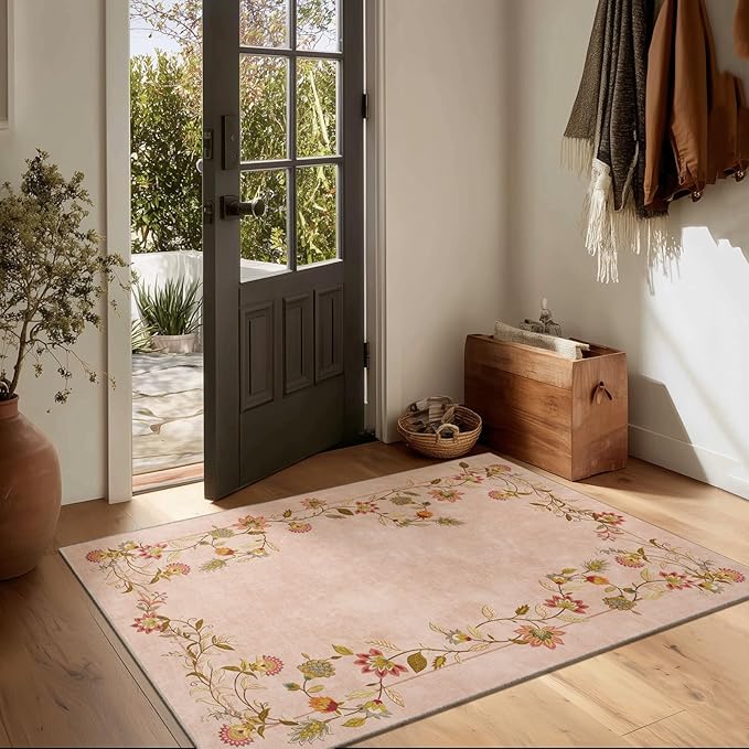 2x3 Washable Small Rugs for Entryway: Door Mat Indoor Entrance Stain Resistant Non Slip Rubber Backed Low Pile Soft Throw Area Rugs for Bedroom Kitchen Front Door Indoor Entrance Foyer Entry