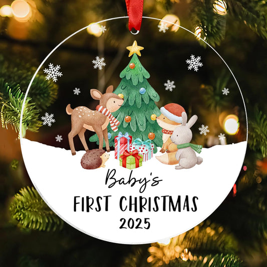 Baby's First Christmas Ornament 2025 - Acrylic Baby Ornaments for Christmas Tree - Baby's First for New Parents, Family, Baby Boy Or Baby Girl - Christmas Tree Hanging Decorations