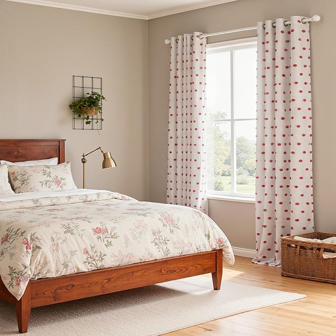 MYSKY HOME Blackout Curtains for Living Room 95 Inch Long Total Light Blocking Curtains for Sliding Door 2 Panels Grommet 100% Room Darkening Girls Bedroom Drapes with Red Pom Pom Sheer 52 x 95 in