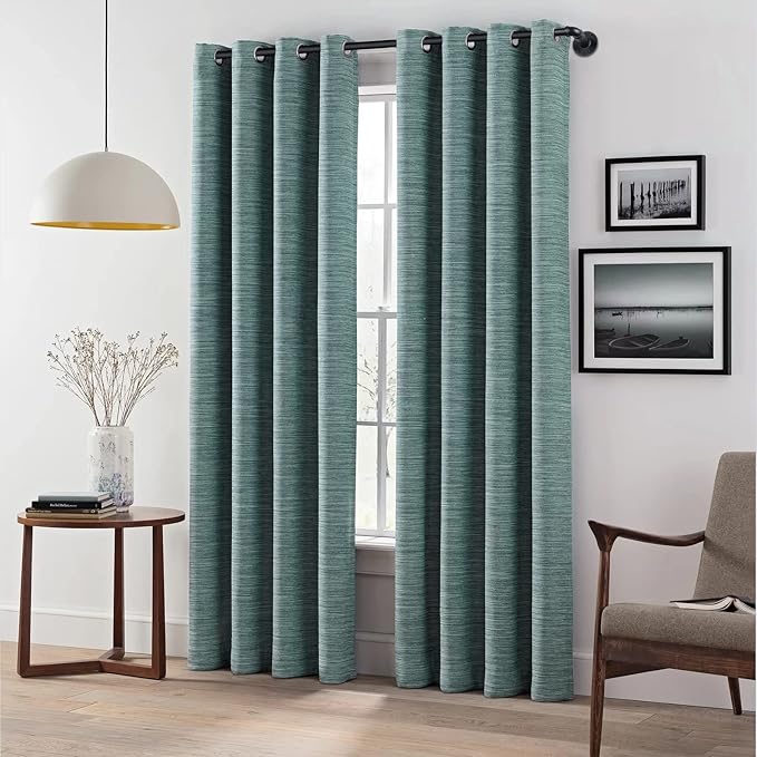 Curtain Rods for Windows 120 to 240, 1 Inch Industrial Wrap Around Black Curtain Rod, Indoor/Outdoor Room Divider Adjustable Drapery Pole, 120"-240"