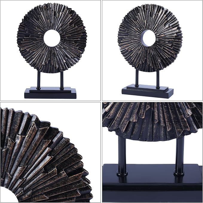 Minimalist Round Statue Above Cabinet Decor Kitchen, Modern Decorative Sculpture Home Decorations for Living Room Coffee Table, Office Decor Items, Center Pieces Decoration (Black)