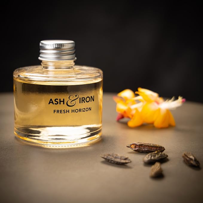 Luxury Reed Diffuser for Home & Bathroom – Ash & Iron Fresh Horizon, Crisp Alpine Air & Cactus Blossom, 125 mL, 4–7 Month Duration