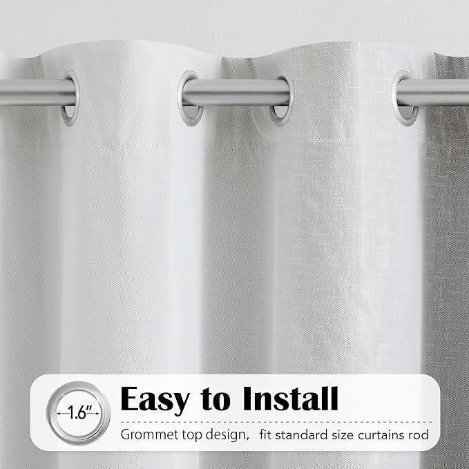 Ombre 100% Blackout Curtains 84 Inches Long 2 Panels for Bedroom Living Room Grey and White Double Layer Sheer Overlay Mix & Match Grommet Thermal Soundproof Drapes with Tiebacks, 52x84