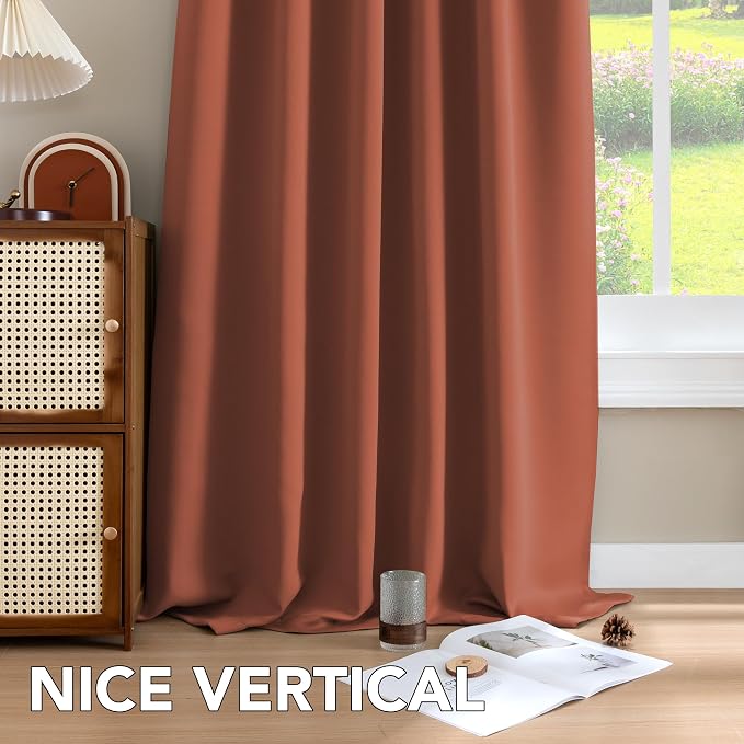 H.VERSAILTEX Blackout Curtains Thermal Insulated Window Treatment Panels Room Darkening Blackout Drapes for Living Room Back Tab/Rod Pocket Bedroom Draperies, 52 x 84 Inch, Orange, 2 Panels