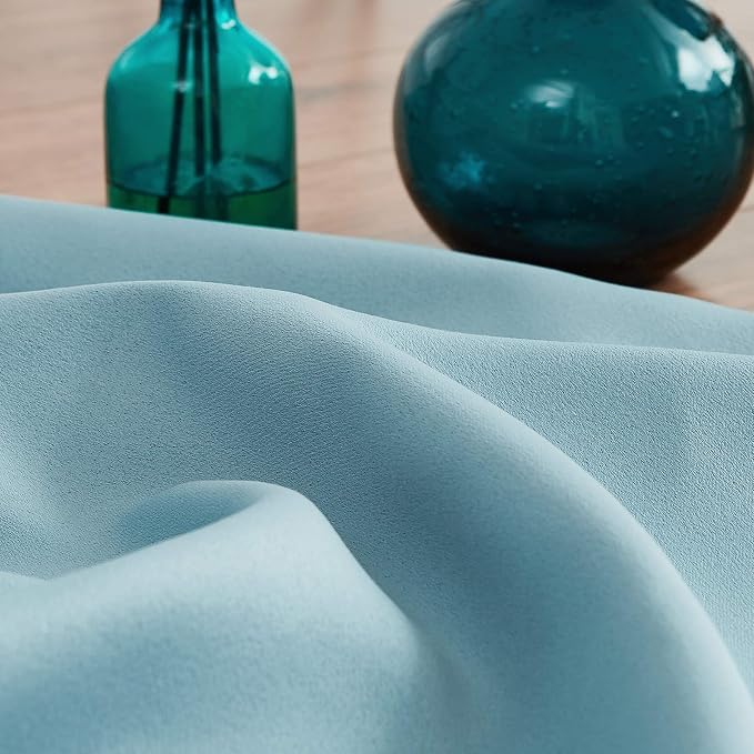 Treatmentex Blue Pompom Curtains for Bedroom Living Room 95 inch Triple Weave Half Blackout Window Curtains for Hotel Men's Guest Room Drapes 52" w x2 Panels Rod Pocket