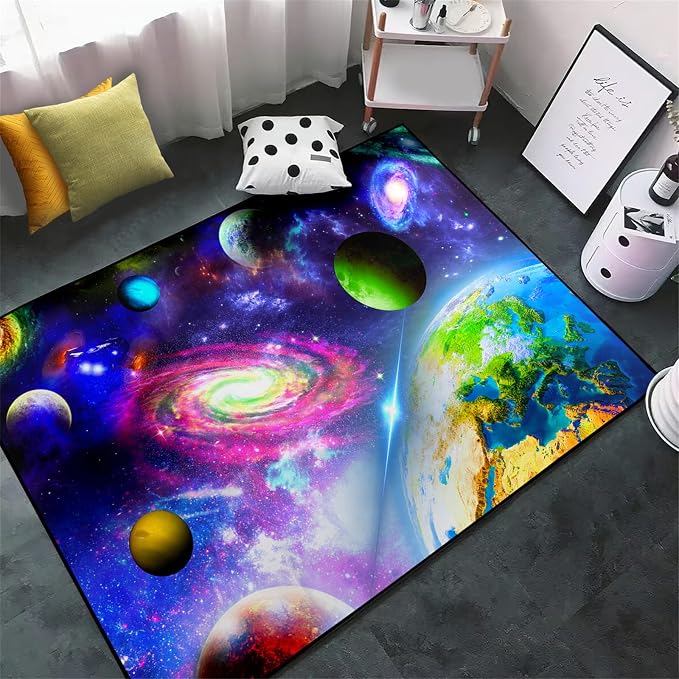 Solar System Rug - Outer Space Rugs Galaxy Mat Planets Carpet for Kids Bedroom Playroom Classroom Home Decor,2'5''×4'