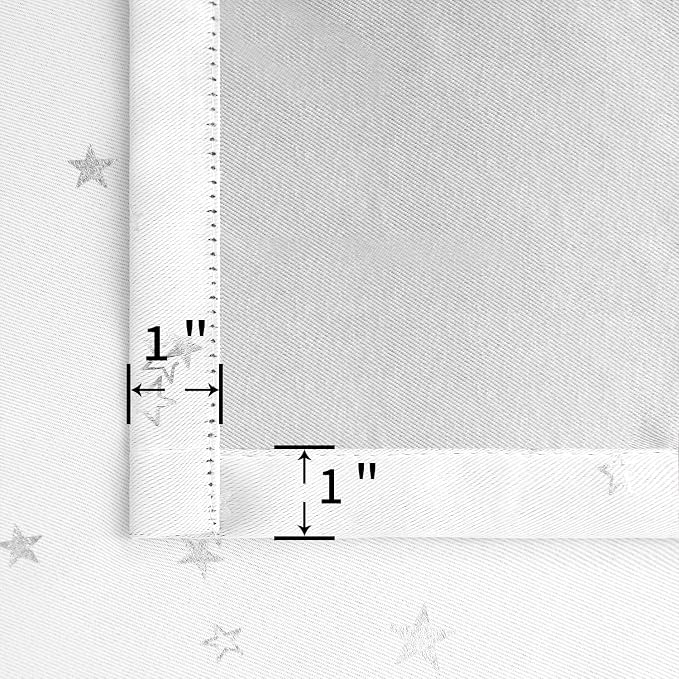 BGment Kids Blackout Curtains for Bedroom - Grommet Thermal Insulated Silver Star Print Room Darkening Curtains for Living Room, Set of 2 Panels (52 x 84 Inch, White)