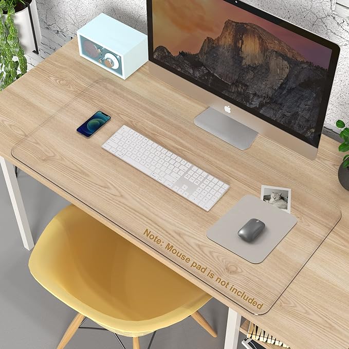 Oterri Clear Writing Desk Pad, 14’’x30” Heat Resistant Waterproof PVC Round Edge Durable Desk Protect Mat, Anti-Static Writing Mat Table Protector