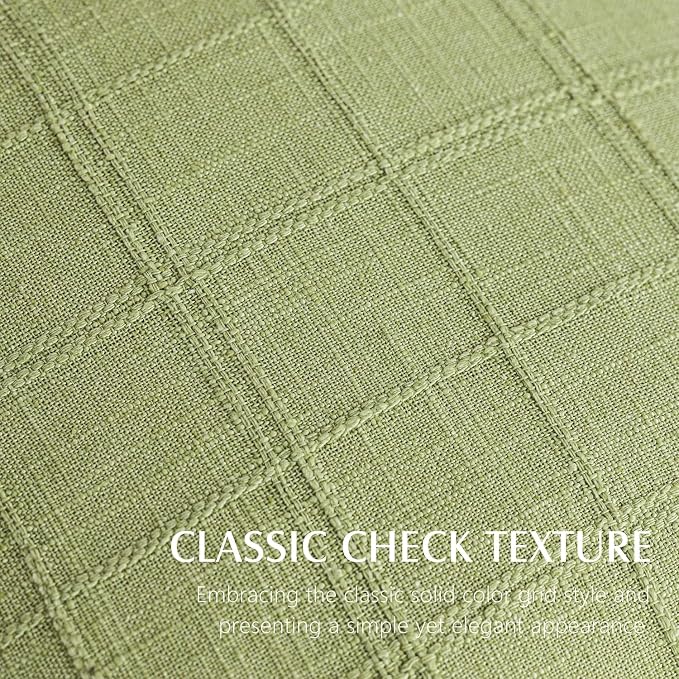 Foindtower Set of 2 Decorative Linen Check Throw Pillow Covers Neutral Farmhouse Vintage Cushion Covers Modern Boho Accent Home Decor for Sofa Chair Couch Bedroom Living Room,22×22 Inch,Light Green