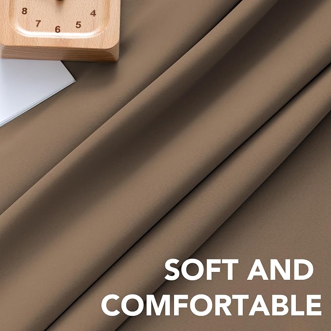 H.VERSAILTEX Blackout Curtains Thermal Insulated Window Treatment Panels Room Darkening Blackout Drapes for Living Room Back Tab/Rod Pocket Bedroom Draperies (2 Panels, Macchiato, 42 x 63 Inch)