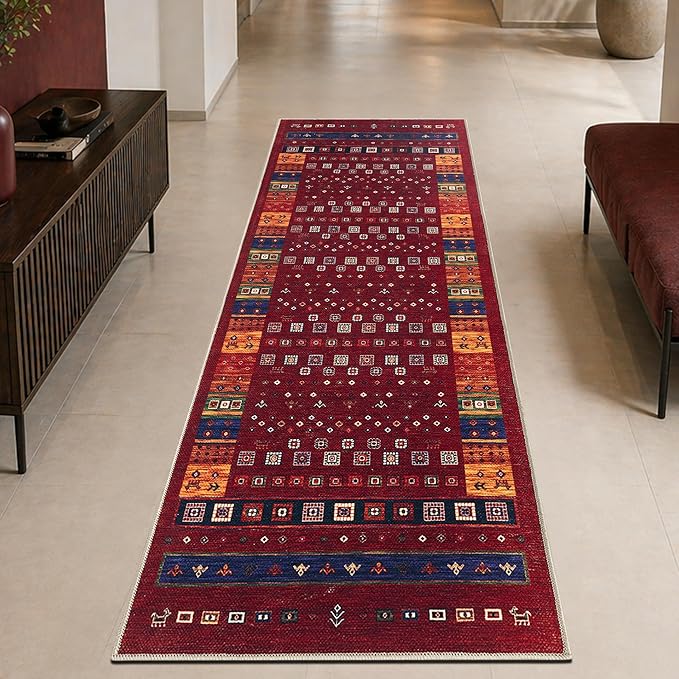 Keen Home Design 30"x120" Rug - Machine Washable Runner Rug with Non-Slip Backing, Ideal for Hallway, Entryway, Kitchen, Laundry Room - Vintage, Easy Clean, Durable, Low Pile - (2'6" x 10')