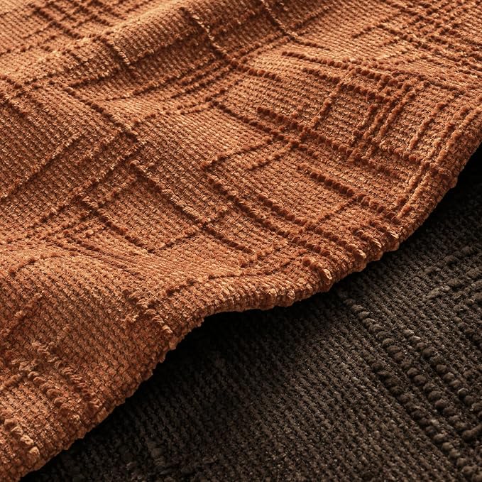 MIULEE Slubby Textured Decorative Throw Pillow Covers 20x20 Inch Set of 2 Boho Farmhouse Soft Cozy Chenille Pillows Cushion Cases Modern Fall Home Decor for Couch Sofa Bed Living Room, Rust