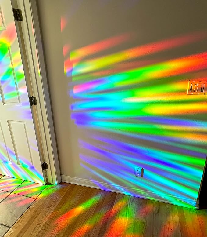 Rainbow Symphony – Rainbow Suncatcher Window Film, Diffraction Window Film, Stained Glass Window Cling, Holographic Prismatic Film, Confetti Pattern, 24" X 36", Made in USA