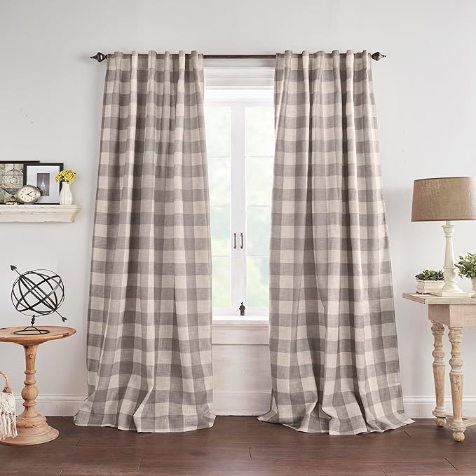 Grainger Rod Pocket Back Tab Window Curtain Panel, Gray - 52" W x 63" L