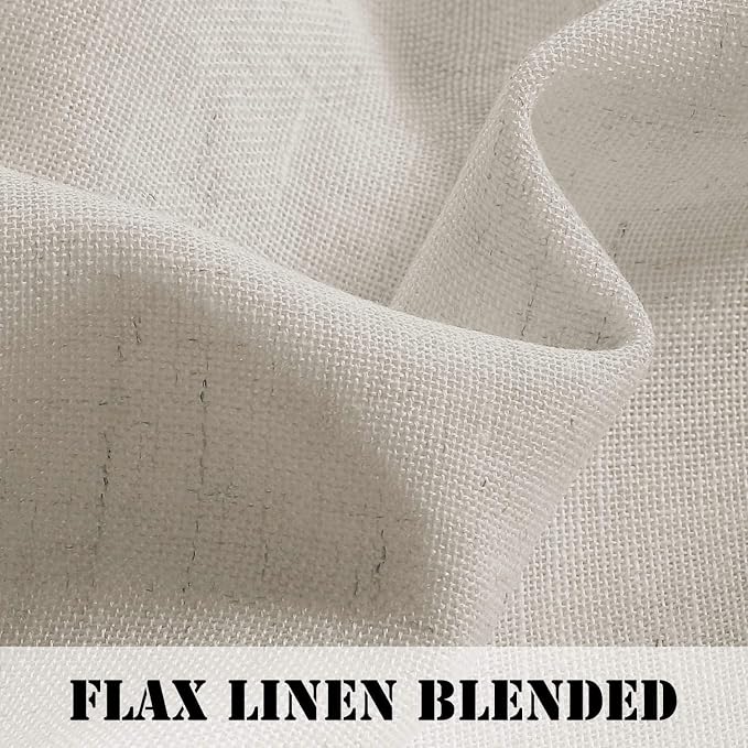 H.VERSAILTEX Light Filtering Linen Textured Curtains for Living Room Window Treatment Natural & Durable Privacy Added Draperies/Drapes/Panels/Treatment, Rod Pocket (2 Pack, 52 x 54 Inch, Angora)