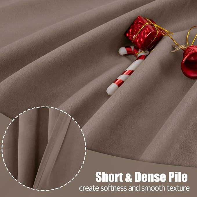 YoungsTex Taupe Curtains 96 Inches Long for Living Room, Velvet Blackout Drapes with Grommet Room Darkening Privacy for Bedroom, 2 Panels, 52 X 96 Inch